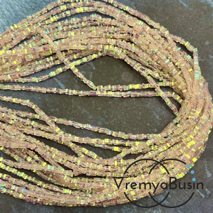 Бусины из стекла, чипс квадратик 2х1 мм (нить, ок. 380 шт.)