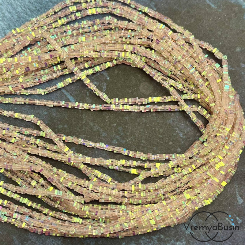 Бусины из стекла, чипс квадратик 2х1 мм (нить, ок. 380 шт.)