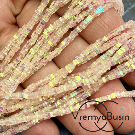 Бусины из стекла, чипс квадратик 2х1 мм (нить, ок. 380 шт.)