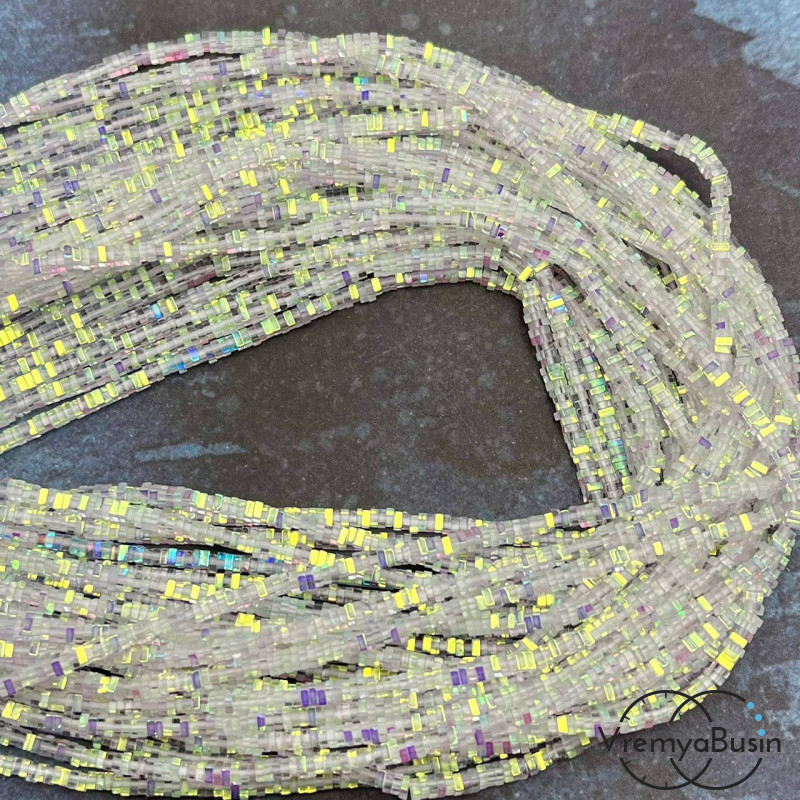 Бусины из стекла, чипс квадратик 2х1 мм (нить, ок. 380 шт.)