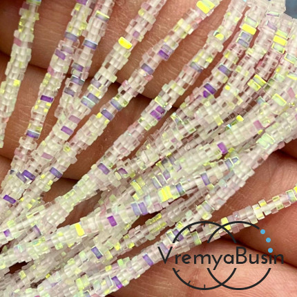 Бусины из стекла, чипс квадратик 2х1 мм (нить, ок. 380 шт.)