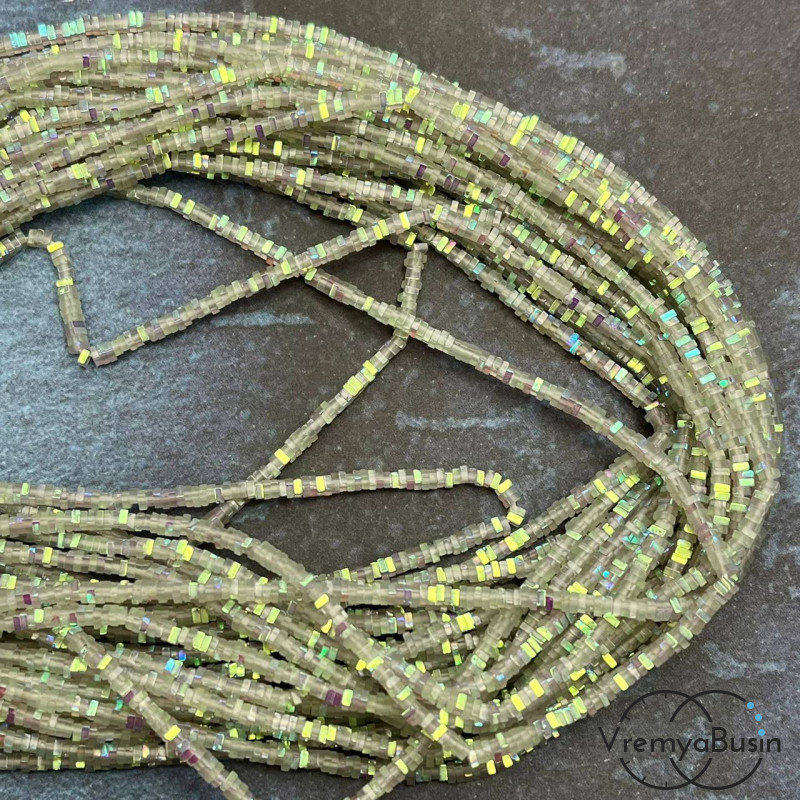 Бусины из стекла, чипс квадратик 2х1 мм (нить, ок. 380 шт.)