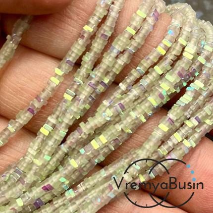 Бусины из стекла, чипс квадратик 2х1 мм (нить, ок. 380 шт.)