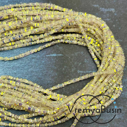 Бусины из стекла, чипс квадратик 2х1 мм (нить, ок. 380 шт.)