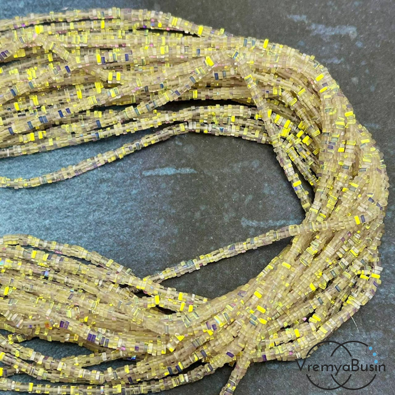 Бусины из стекла, чипс квадратик 2х1 мм (нить, ок. 380 шт.)