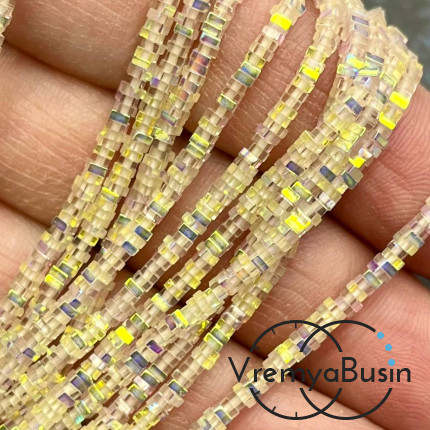 Бусины из стекла, чипс квадратик 2х1 мм (нить, ок. 380 шт.)