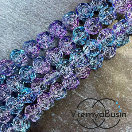 Бусины из стекла «Розы», 14х12х8 мм (1/2 нити, ок.  30   шт.)