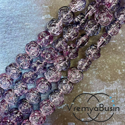 Бусины из стекла «Розы», 14х12х8 мм (1/2 нити, ок.  30   шт.)