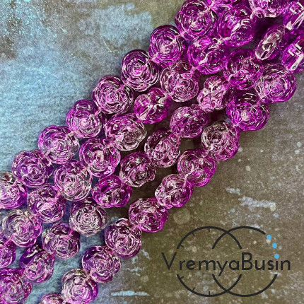 Бусины из стекла «Розы», 14х12х8 мм (1/2 нити, ок.  30   шт.)
