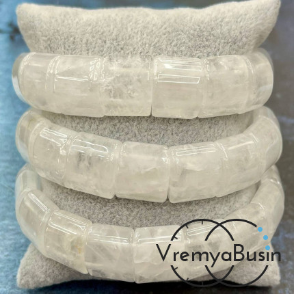 Горный хрусталь. Бусины гладкие с двумя отверстиями 13х15 мм (17 шт.)