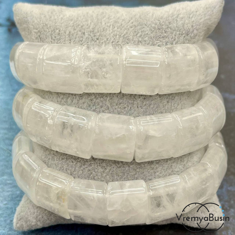 Горный хрусталь. Бусины гладкие с двумя отверстиями 13х15 мм (17 шт.)