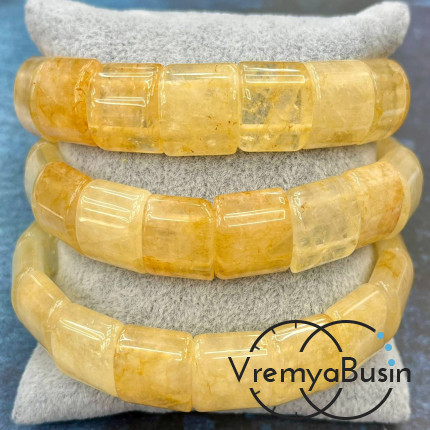 Цитрин. Бусины гладкие с двумя отверстиями 13х15 мм (17 шт.)