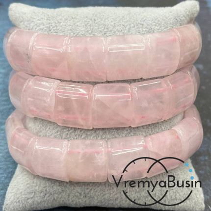 Розовый кварц. Бусины гладкие с двумя отверстиями 13х15 мм (17 шт.)