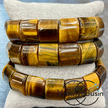 Тигровый глаз. Бусины гладкие с двумя отверстиями 13х15 мм (17 шт.)