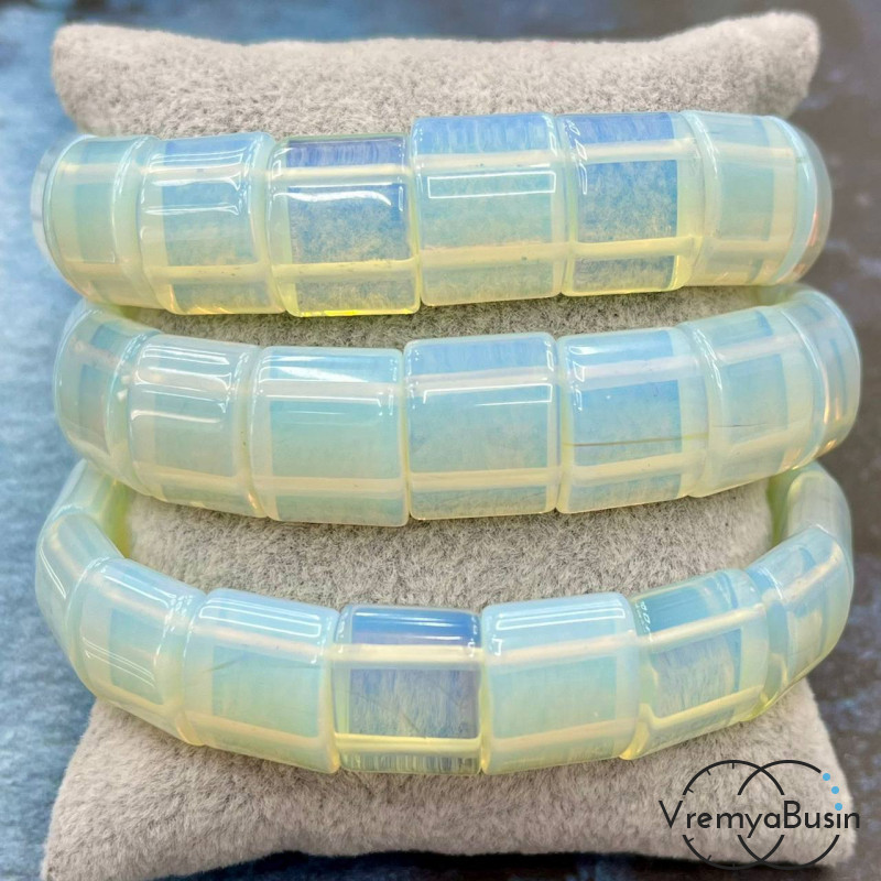 Лунный камень синт. Бусины гладкие с двумя отверстиями 13х15 мм (17 шт.)