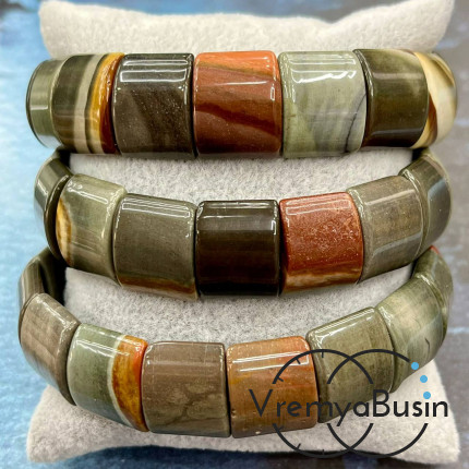 Яшма. Бусины гладкие с двумя отверстиями 13х15 мм (17 шт.)