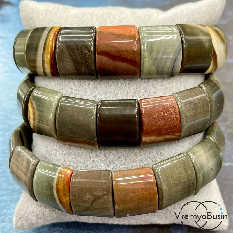 Яшма. Бусины гладкие с двумя отверстиями 13х15 мм (17 шт.)