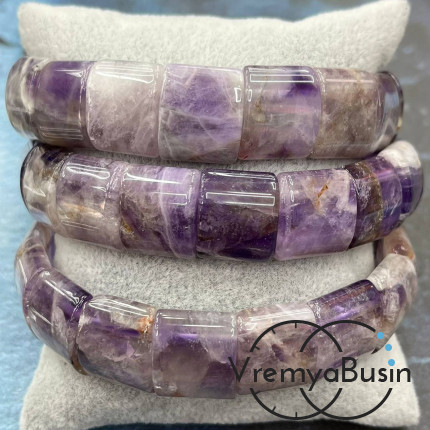 Аметист. Бусины гладкие с двумя отверстиями 13х15 мм (17 шт.)