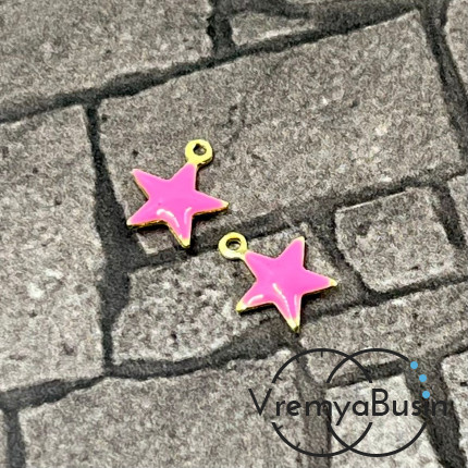 Звезда, 7х8 мм, подвеска из нержавеющей стали с эмалью (1 шт.)