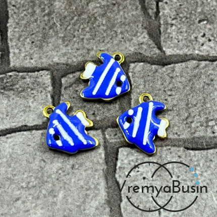 Рыбка, 9х12 мм, подвеска из нержавеющей стали с эмалью (1 шт.)