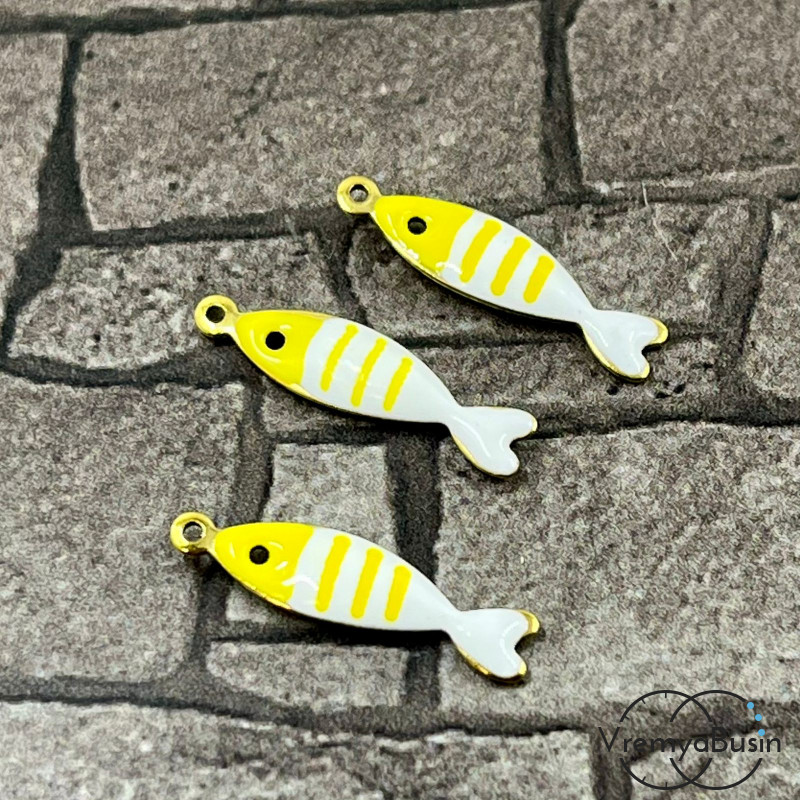 Рыбка, 5х18 мм, подвеска из нержавеющей стали с эмалью (1 шт.)