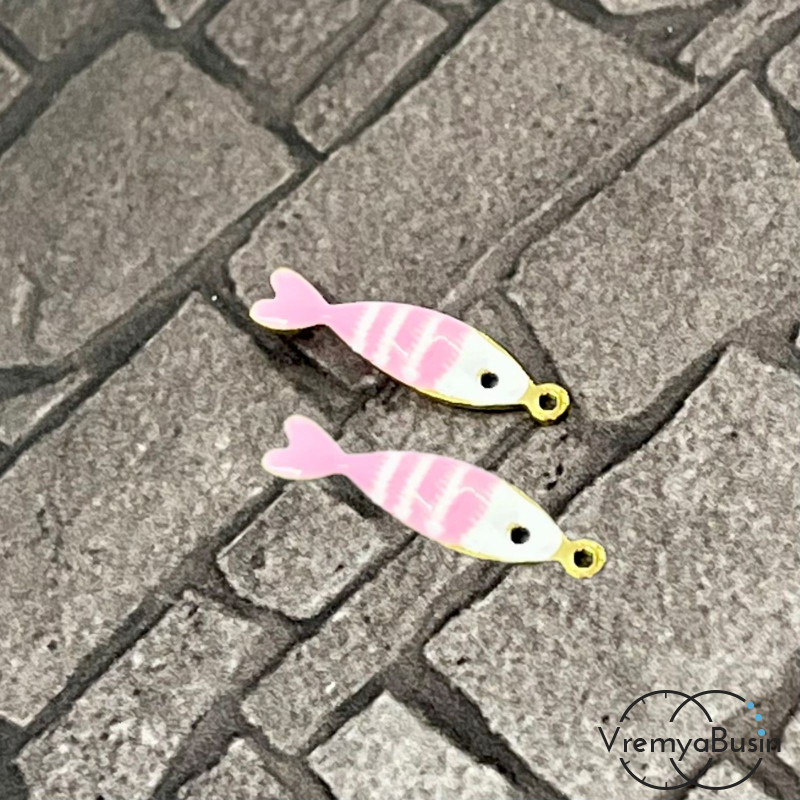 Рыбка, 5х18 мм, подвеска из нержавеющей стали с эмалью (1 шт.)