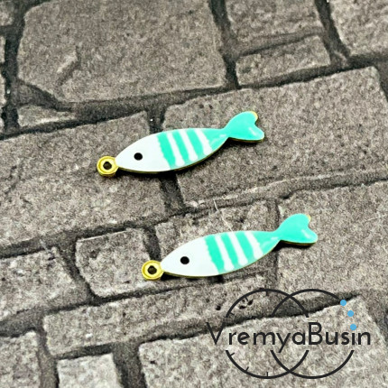 Рыбка, 5х18 мм, подвеска из нержавеющей стали с эмалью (1 шт.)