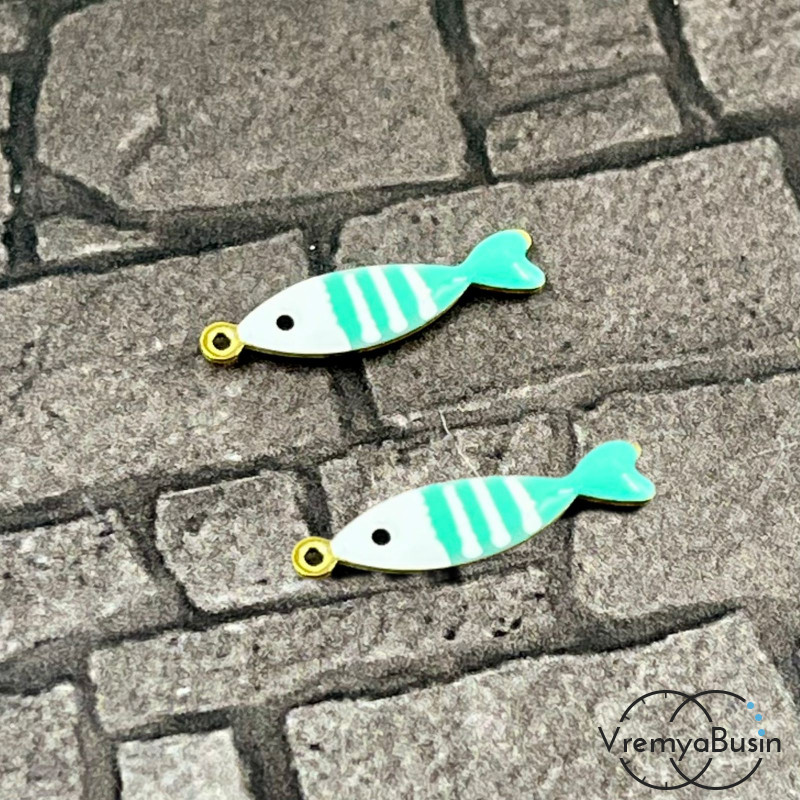 Рыбка, 5х18 мм, подвеска из нержавеющей стали с эмалью (1 шт.)