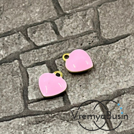 Сердце, 8х9 мм, подвеска из нержавеющей стали с эмалью (1 шт.)