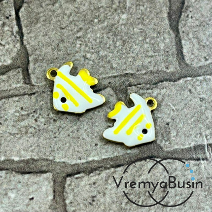 Рыбка, 9х12 мм, подвеска из нержавеющей стали с эмалью (1 шт.)