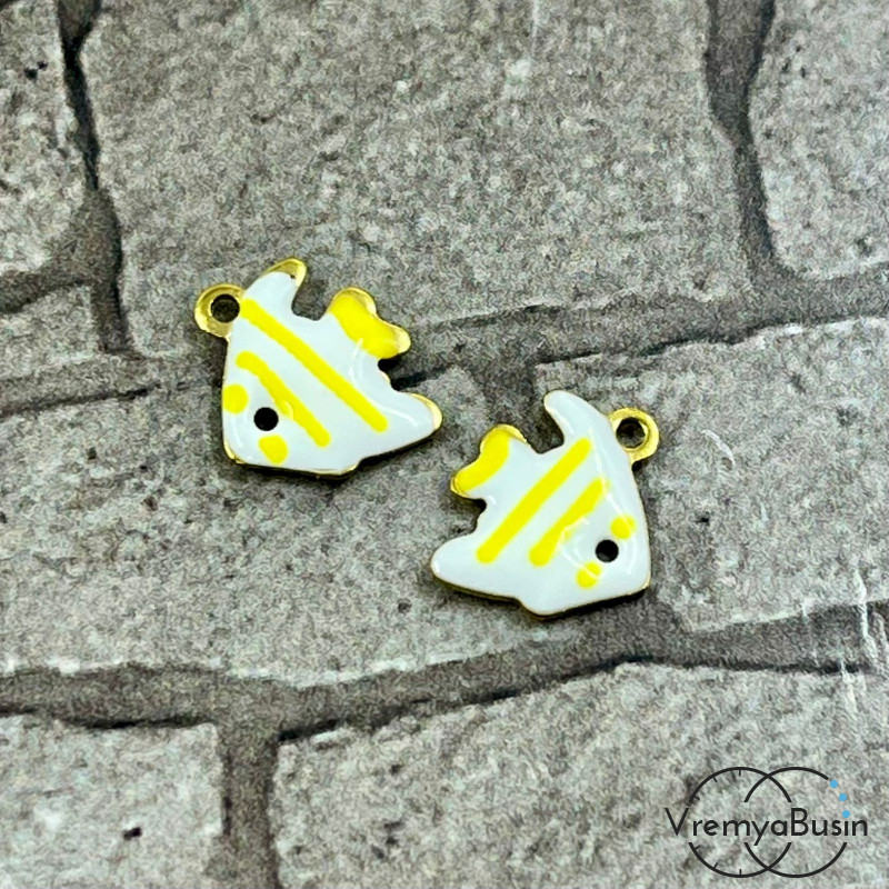 Рыбка, 9х12 мм, подвеска из нержавеющей стали с эмалью (1 шт.)