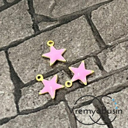 Звезда, 7х8 мм, подвеска из нержавеющей стали с эмалью (1 шт.)