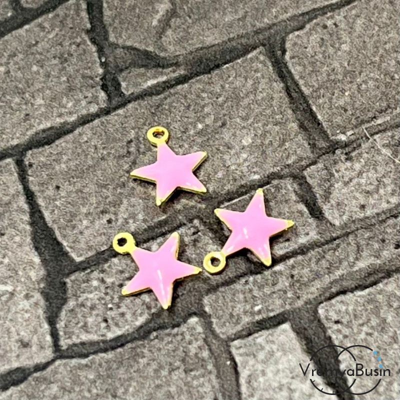 Звезда, 7х8 мм, подвеска из нержавеющей стали с эмалью (1 шт.)