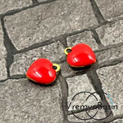 Сердце, 8х9 мм, подвеска из нержавеющей стали с эмалью (1 шт.)