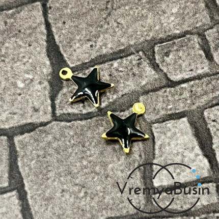 Звезда, 7х8 мм, подвеска из нержавеющей стали с эмалью (1 шт.)