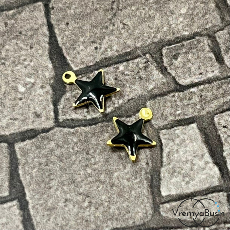 Звезда, 7х8 мм, подвеска из нержавеющей стали с эмалью (1 шт.)