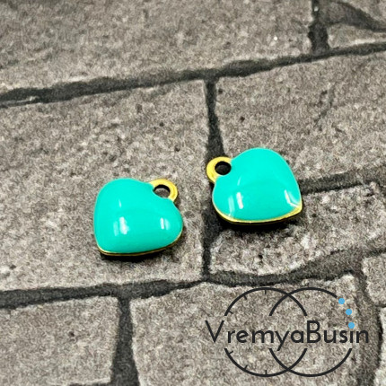 Сердце, 8х9 мм, подвеска из нержавеющей стали с эмалью (1 шт.)