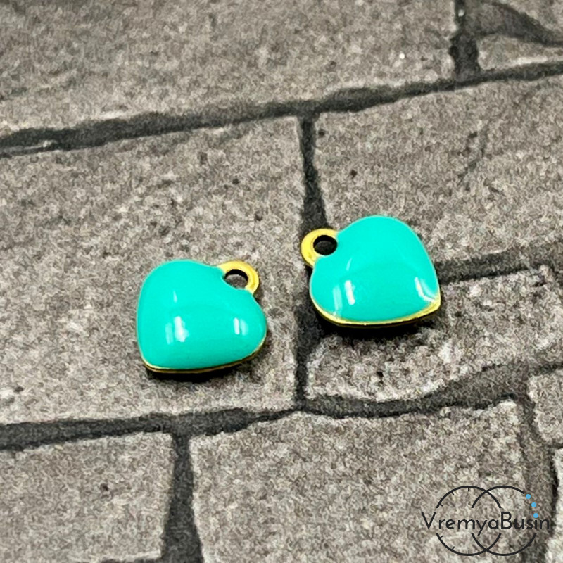 Сердце, 8х9 мм, подвеска из нержавеющей стали с эмалью (1 шт.)