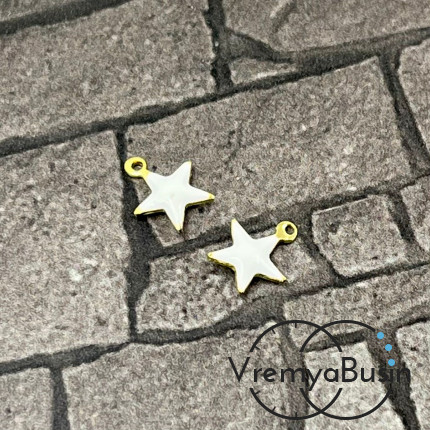 Звезда, 7х8 мм, подвеска из нержавеющей стали с эмалью (1 шт.)