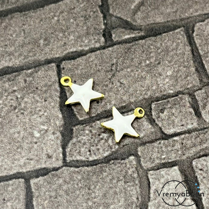 Звезда, 7х8 мм, подвеска из нержавеющей стали с эмалью (1 шт.)