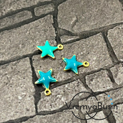 Звезда, 7х8 мм, подвеска из нержавеющей стали с эмалью (1 шт.)