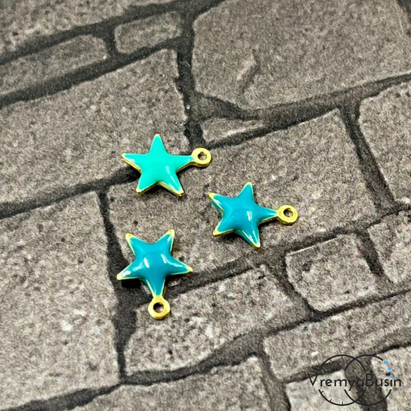 Звезда, 7х8 мм, подвеска из нержавеющей стали с эмалью (1 шт.)