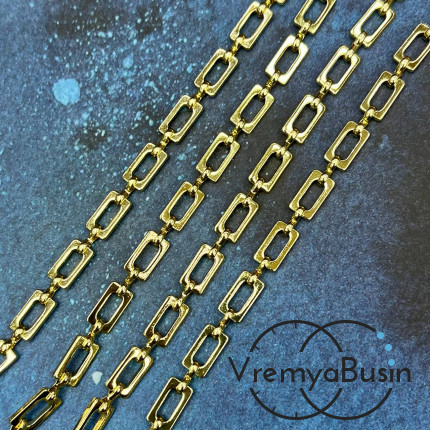Цепочка  из латуни с позолотой, звено  10х6 + 8х2     мм (1/2 м.)