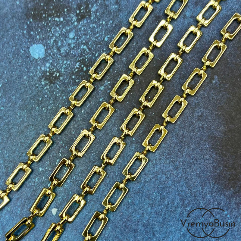 Цепочка  из латуни с позолотой, звено  10х6 + 8х2     мм (1/2 м.)