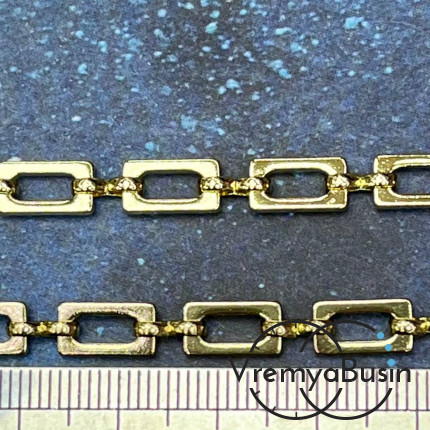 Цепочка  из латуни с позолотой, звено  10х6 + 8х2     мм (1/2 м.)