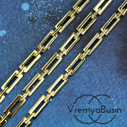 Цепочка  из латуни с позолотой, звено  17х7 + 10х6     мм (1/2 м.)
