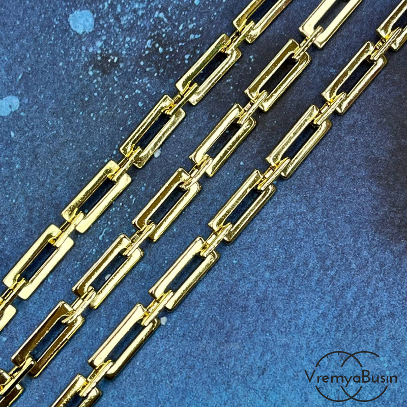 Цепочка  из латуни с позолотой, звено  17х7 + 10х6     мм (1/2 м.)