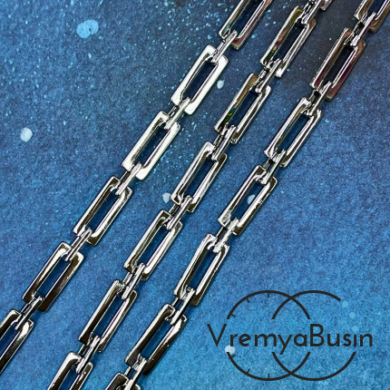 Цепочка  из латуни с родиевым покрытием, звено     17х7 + 10х6  мм (1/2 м.)
