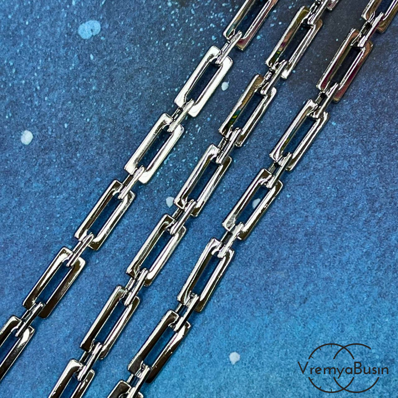 Цепочка  из латуни с родиевым покрытием, звено     17х7 + 10х6  мм (1/2 м.)