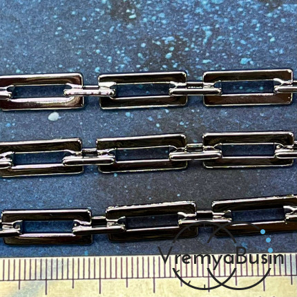 Цепочка  из латуни с родиевым покрытием, звено     17х7 + 10х6  мм (1/2 м.)